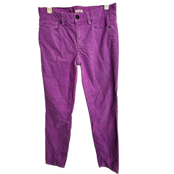 J Crew Women 28 Matchstick Corduroy Pants Y2K Purple Cords Straight Leg Low Rise - Picture 1 of 7